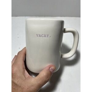 Rae Dunn Vacay Typewriter Font Coffee Mug Purple Violet Interior Vacation NEW